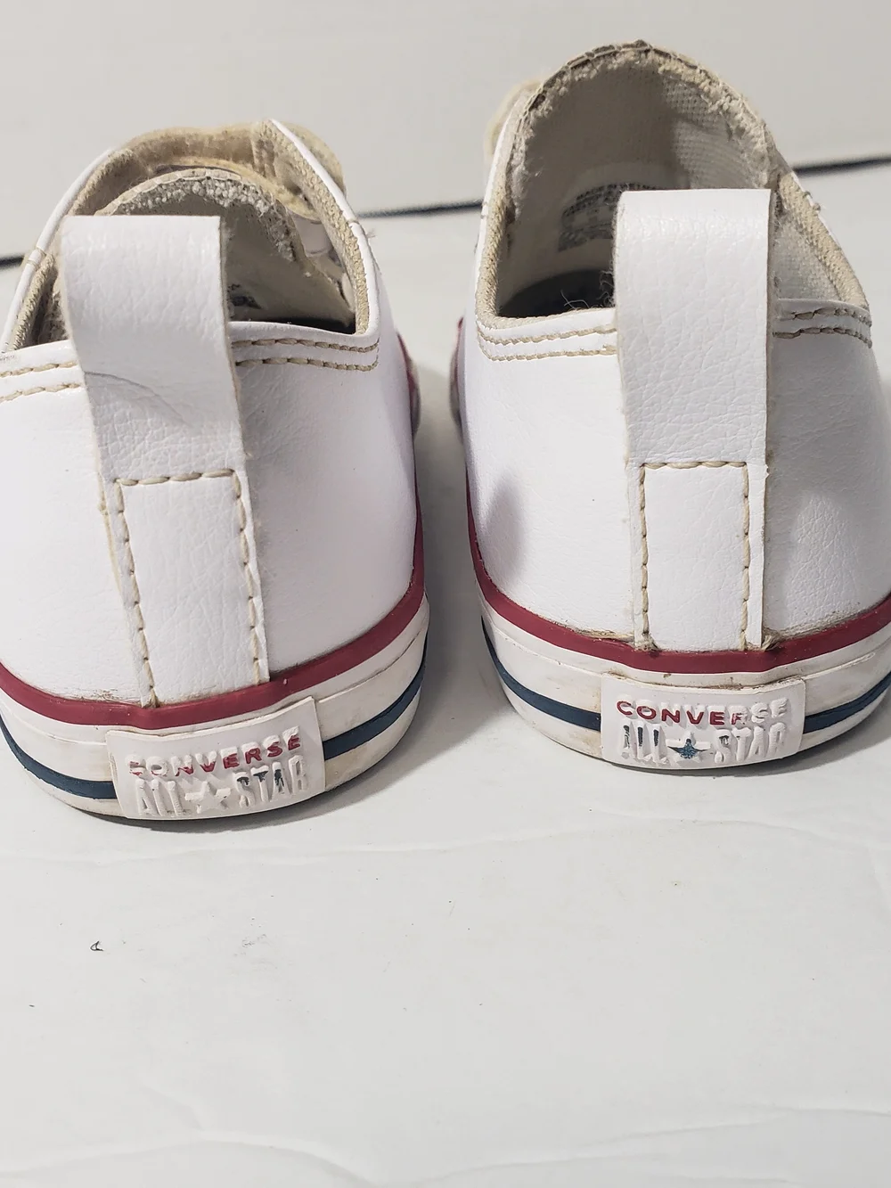 Converse Chuck Taylor Classic White Leather Sneakers Self Straps Sz:10 Unisex